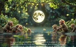 猴子捞月创意画