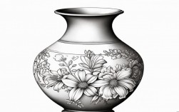 黑白创意线描画花瓶