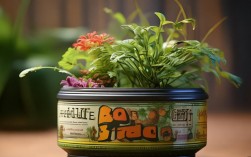 奶粉桶做创意花盆图片