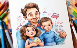 彩铅父亲节创意画，父亲节彩铅画简单