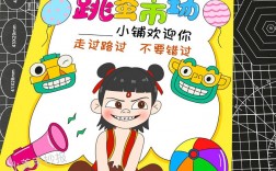 跳蚤市场卡通创意海报