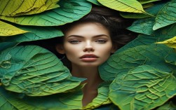 创意树叶画美女