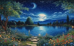 夏天夜晚创意画，夏天夜晚的绘画