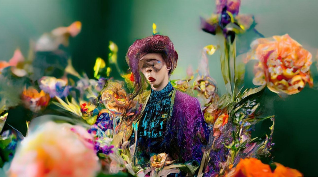 创意花朵人物图片，AI生成还是人工手绘？-图1