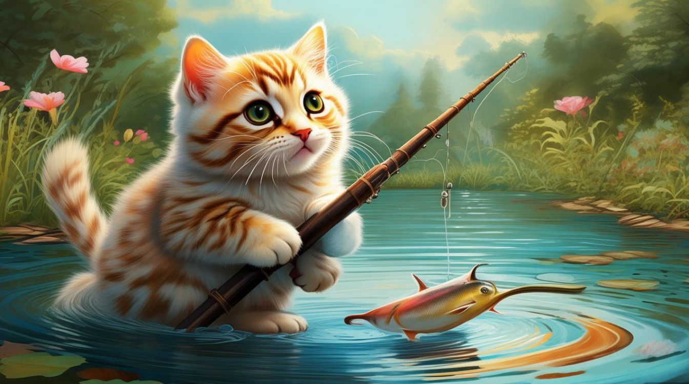 2025最新小猫钓鱼简笔画步骤，学起来？-图1