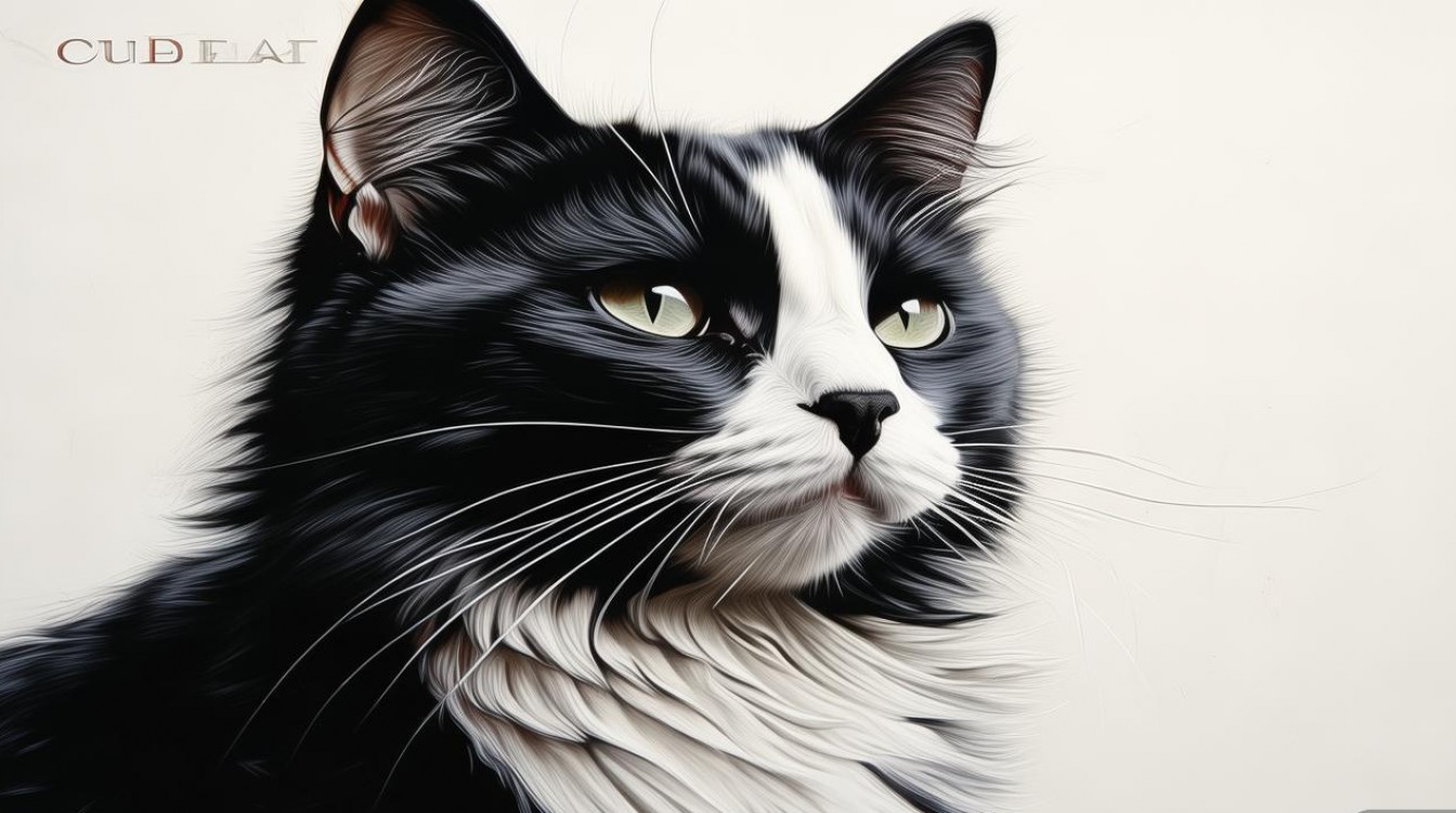 猫的黑白创意画-图1