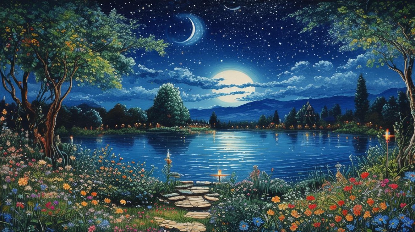 夏天夜晚创意画，夏天夜晚的绘画-图1