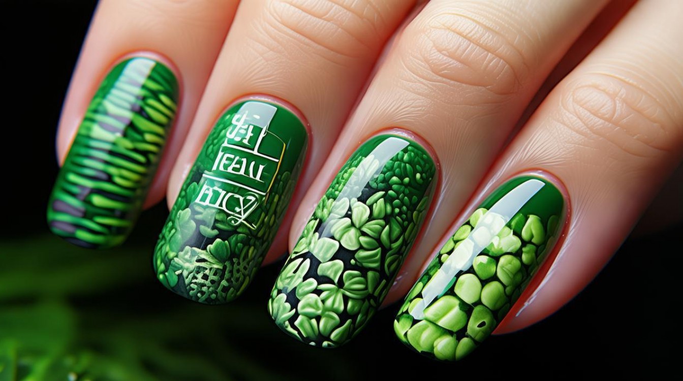 绿色创意美甲，如何染出自然清新感？-图1