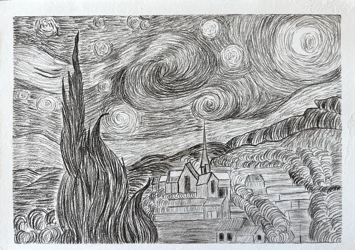 星空创意黑白画-图2