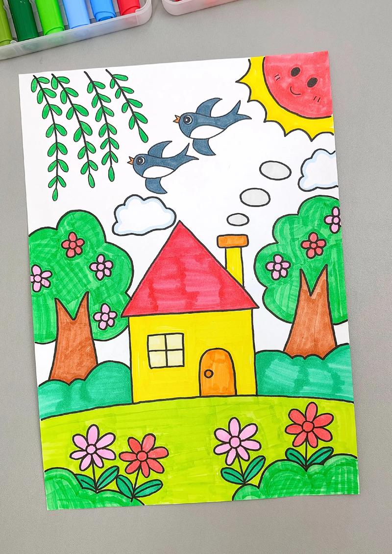 儿童创意绘画春天怎么画？-图1