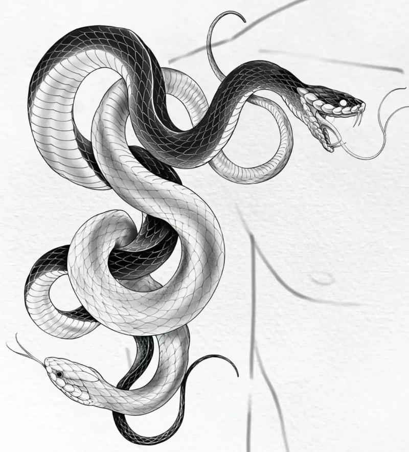 创意素描蛇，创意素描蛇 要对联吗-图1