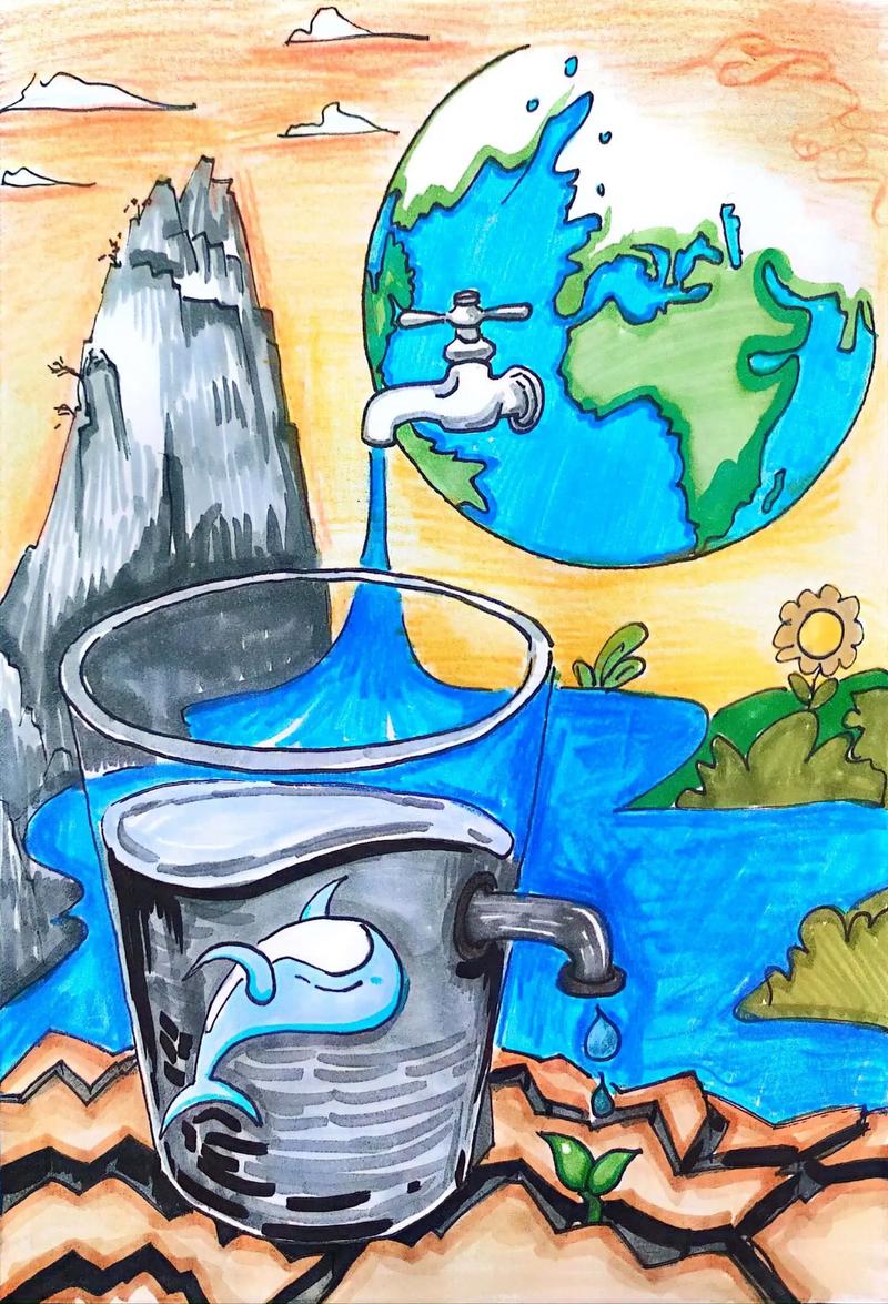 节约用水图形创意海报，节约用水图形创意海报图片-图1