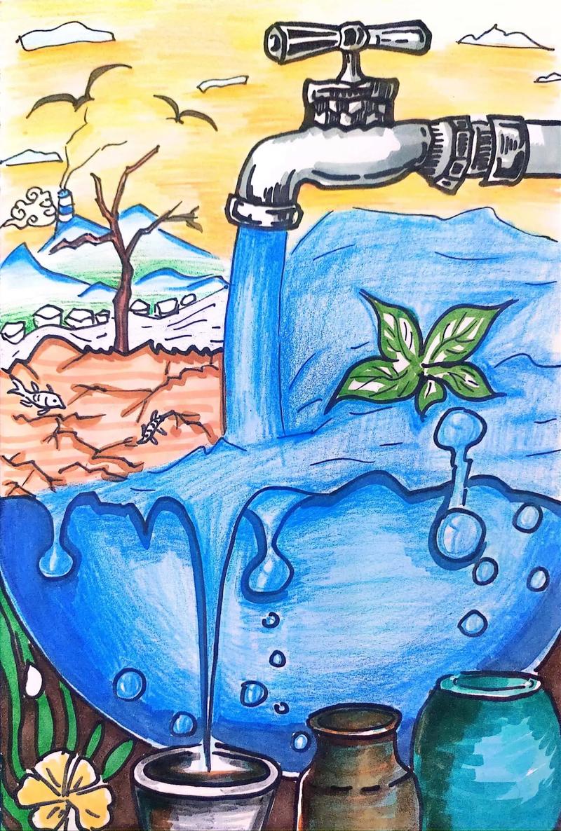 节约用水图形创意海报，节约用水图形创意海报图片-图2