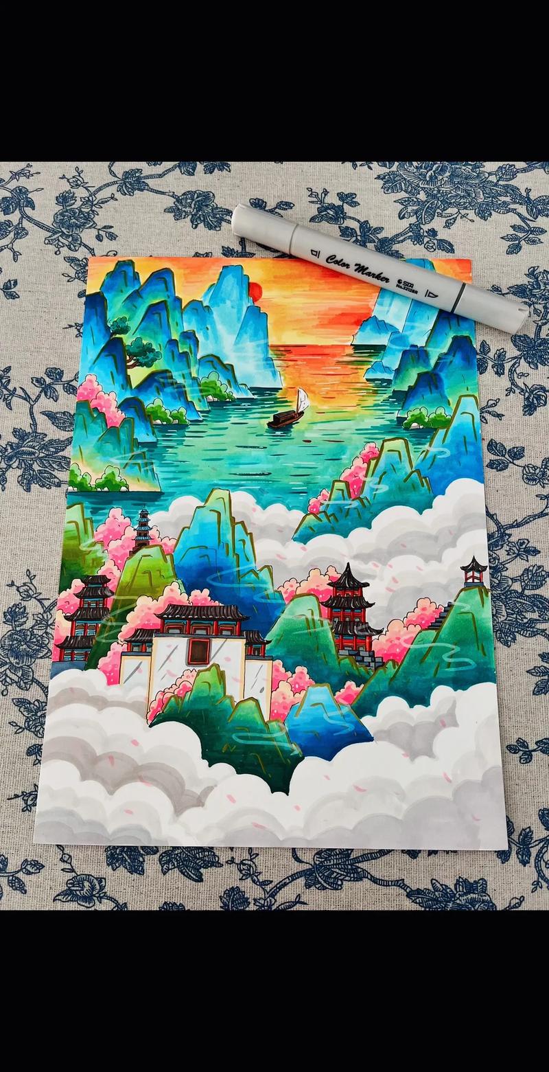 绿水青山创意画如何呈现独特视觉？-图2