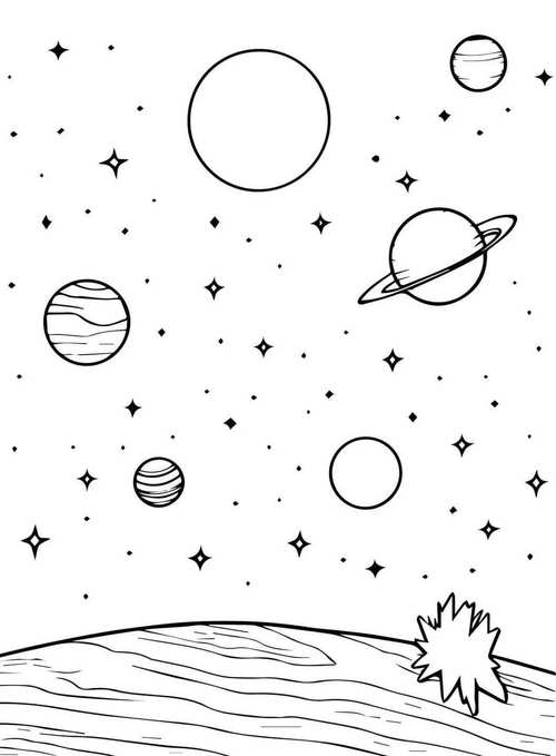 星空创意黑白画，星空创意黑白画图片-图1