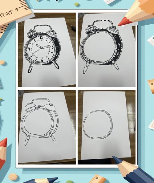 创意线描闹钟，如何画出时间艺术感？-图2