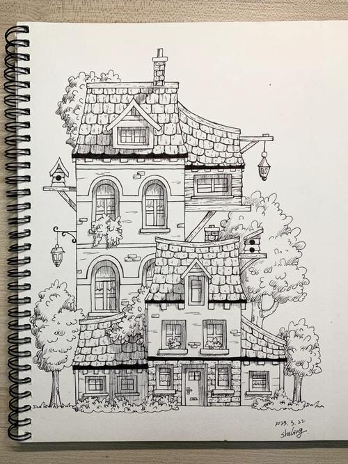 房屋创意素描，房屋创意素描图片-图3