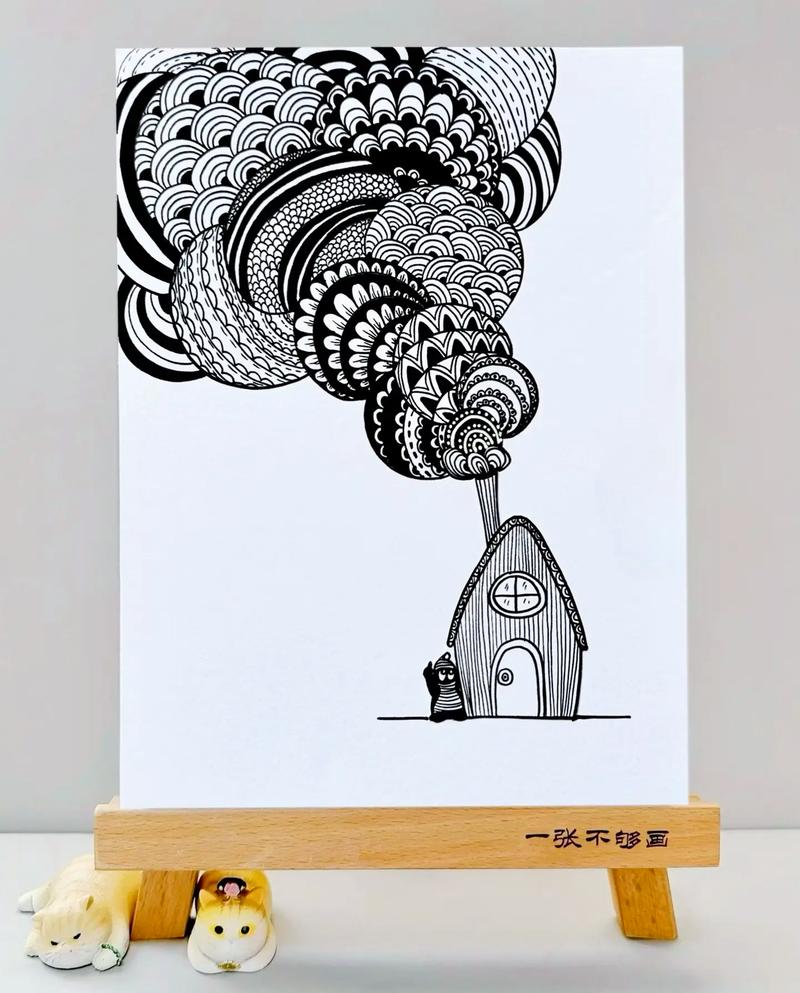 线条黑白画创意，线条黑白画创意图片-图1