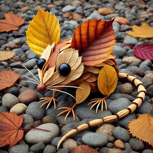 创意落叶拼图，创意落叶拼图图片-图1