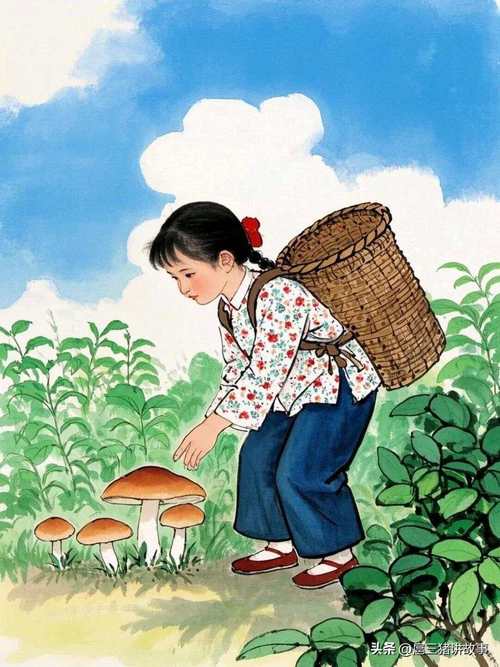 采蘑菇创意画-图1