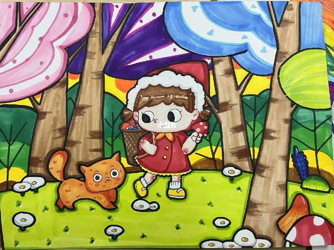 采蘑菇创意画-图3