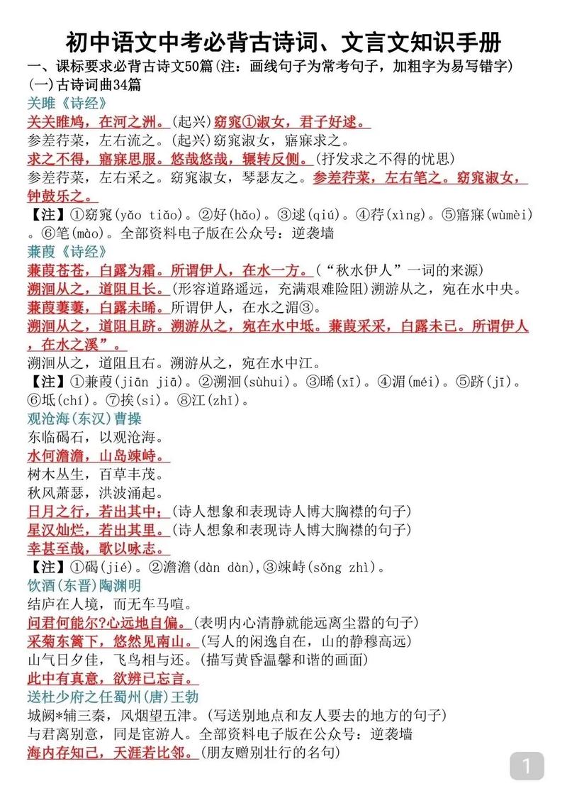 初中古诗文背诵有何高效技巧?-图3 初中古诗文背诵有何高效技巧?-图3