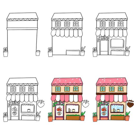 创意店面，创意店面社计简笔画-图2