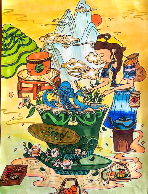 茶画创意图,如何将茶与画巧妙融合?-图2 茶画创意图,如何将茶与画巧妙融合?-图2