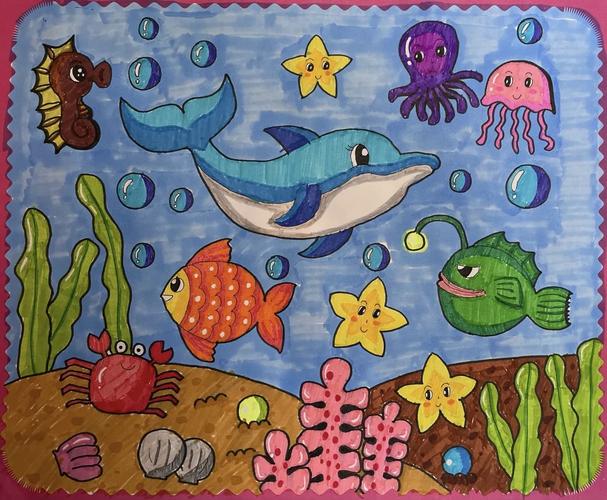 儿童创意画海底世界-图1